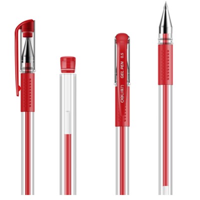 得力/deli  S2215  书写用笔类用具 中性笔  红色0.5mm中性笔880E 12支/盒